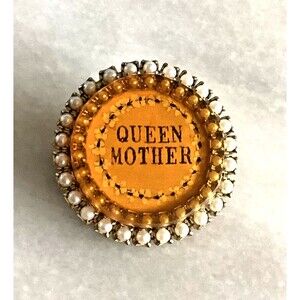 Maximal Art Pin "Queen Mother" Crown Mother's Day Brooch Gold Signed
